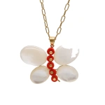 Rosa de la Cruz Butterfly Pendant in 18K Yellow Gold, Pearl and Coral | Fine Pendants and Charms | Coveti