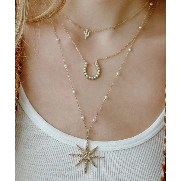Rosa de la Cruz Cactus Charm Necklace in 18K Yellow Gold, White Diamond | Fine Pendants and Charms | Coveti