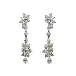 Rosa de la Cruz Cascade Cluster Hanging Earrings in 18K White Gold, White Diamond, Pair | Fine Earrings | Coveti