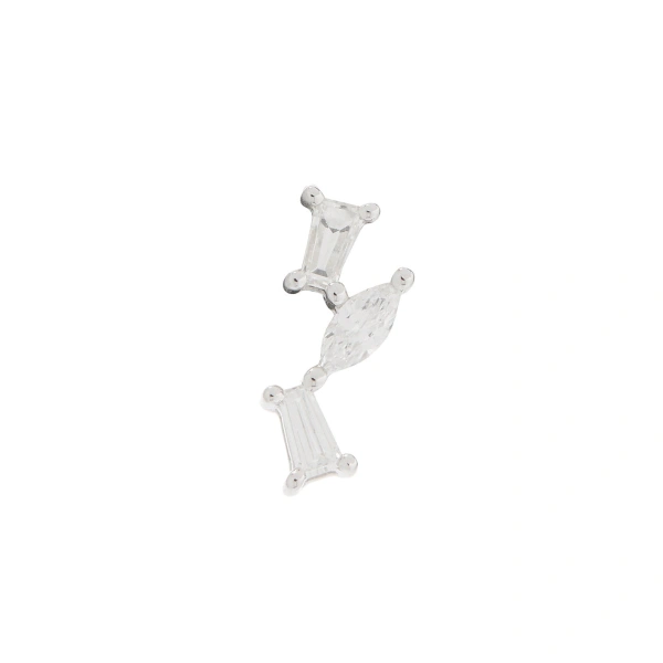 Rosa de la Cruz Cascade Earring 'a' in 18K White Gold, White Diamond, Single | Fine Earrings | Coveti