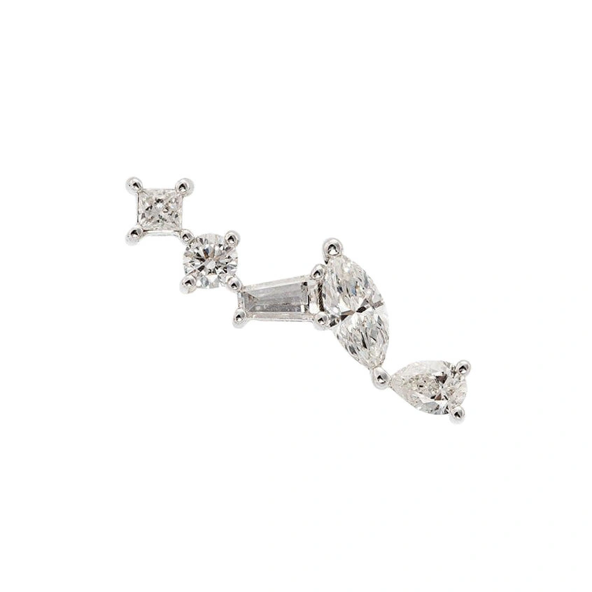 Rosa de la Cruz Cascade Earring 'b' in 18K White Gold, White Diamond, Single Rosa de la Cruz Cascade Earring 'b' in 18K White Gold, White Diamond, Single | Fine Earrings | Coveti