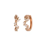 Rosa de la Cruz Cascade Eternity Mini Hoops in 18K Rose Gold, White Diamond, Pair | Fine Earrings | Coveti
