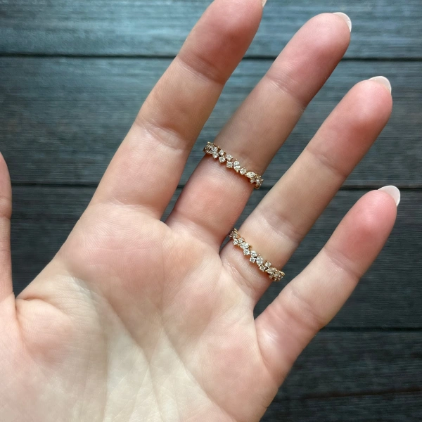 Rosa de la Cruz Cascade Eternity Ring in 18K Rose Gold, White Diamond | Fine Rings | Coveti