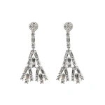 Rosa de la Cruz Cascade Long Tassel Earrings in 18K White Gold, White Diamond, Pair | Fine Earrings | Coveti