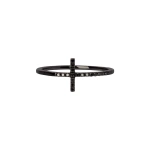 Rosa de la Cruz Cross Eternity Ring in 18K Rhodium Gold and Black Diamond | Fine Rings | Coveti