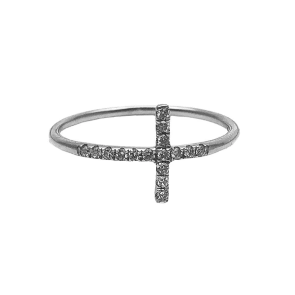 Cross Eternity Ring in 18K White Gold and White Diamond