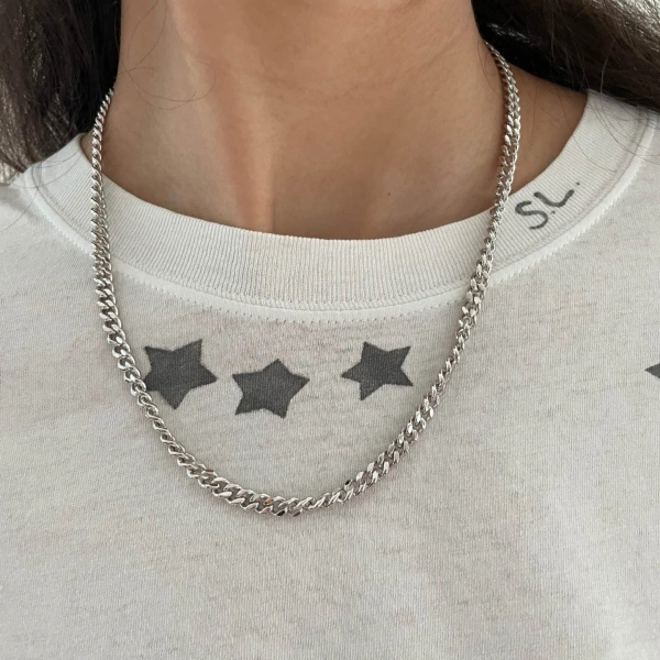 Rosa de la Cruz Curb Chain (925) in 925 Sterling Silver | Fine Necklaces | Coveti