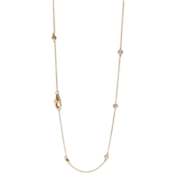 Rosa de la Cruz Diamond Dot Necklace in 18K Rose Gold and White Diamond, 16 Diamond Dot | Fine Necklaces | Coveti