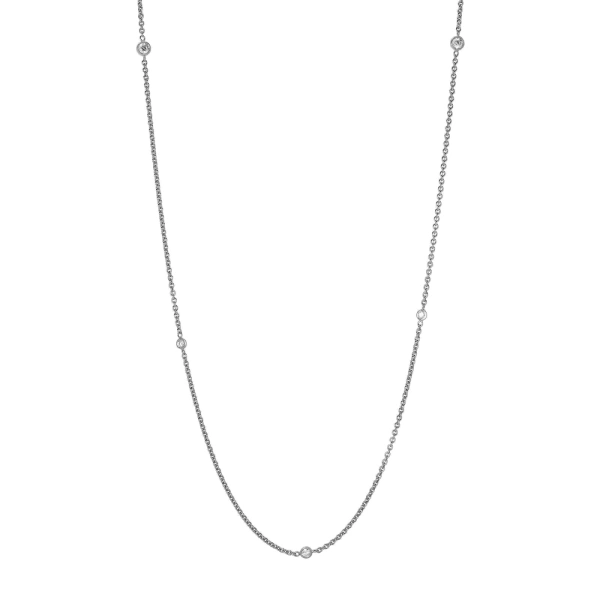 Rosa de la Cruz Diamond Dot Necklace in 18K White Gold and White Diamond, 10 Diamond Dot | Fine Necklaces | Coveti