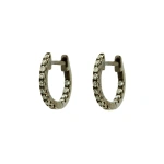 Rosa de la Cruz Diamond Huggie Hoops in 18K Rhodium Gold, White Diamond, Pair | Fine Earrings | Coveti