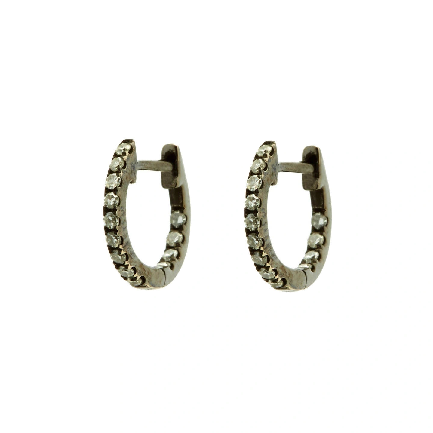 Rosa de la Cruz Diamond Huggie Hoops in 18K Rhodium Gold, White Diamond, Pair Rosa de la Cruz Diamond Huggie Hoops in 18K Rhodium Gold, White Diamond, Pair | Fine Earrings | Coveti