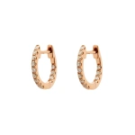 Rosa de la Cruz Diamond Huggie Hoops in 18K Rose Gold, White Diamond, Pair | Fine Earrings | Coveti