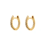 Rosa de la Cruz Diamond Huggie Hoops in 18K Yellow Gold, White Diamond, Pair | Fine Earrings | Coveti