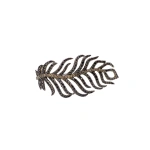 Rosa de la Cruz Double Feather Ring in 18K Rhodium Gold, Black and Brown Diamond | Fine Rings | Coveti