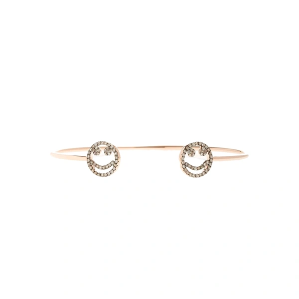 Double Smile Bangle in 18K Rose Gold and Brown Diamond