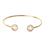 Rosa de la Cruz Double Smile Bangle in 18K Yellow Gold and Brown Diamond | Fine Bracelets | Coveti