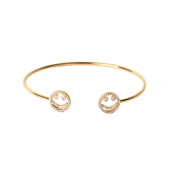 Double Smile Bangle in 18K Yellow Gold and Brown Diamond