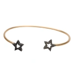 Rosa de la Cruz Double Star Bangle in 18K Rose Gold, Brown Diamond | Fine Bracelets | Coveti