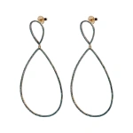 Rosa de la Cruz Double Teardrop Hanging Earrings in 18K Yellow Gold, Emerald, Pair | Fine Earrings | Coveti
