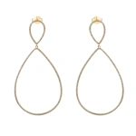 Rosa de la Cruz Double Teardrop Hanging Earrings in 18K Yellow Gold, White Diamond, Pair | Fine Earrings | Coveti