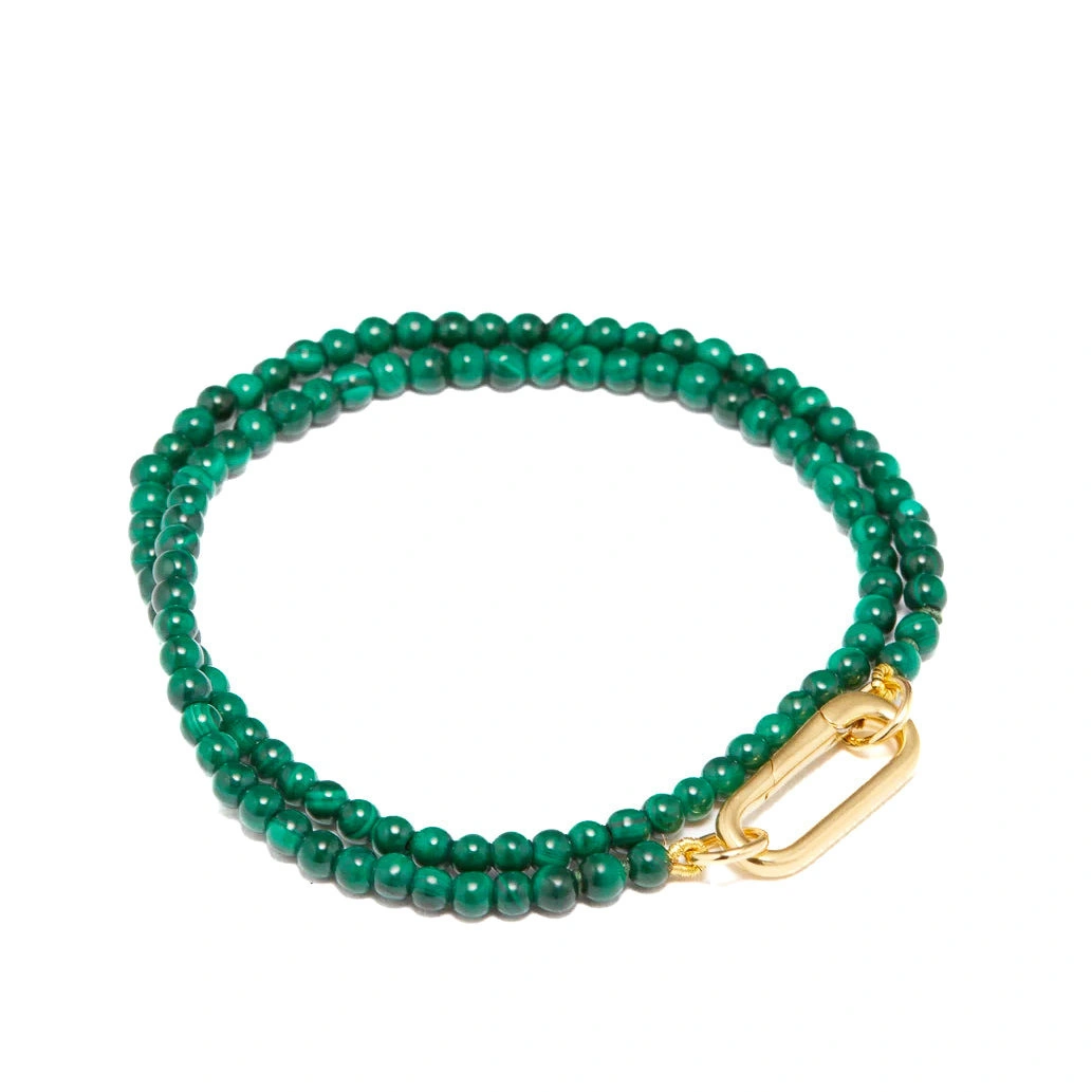 Rosa de la Cruz Double Wrap Beads Bracelet in 18K Yellow Gold, Malachite Rosa de la Cruz Double Wrap Beads Bracelet in 18K Yellow Gold, Malachite | Fine Bracelets | Coveti