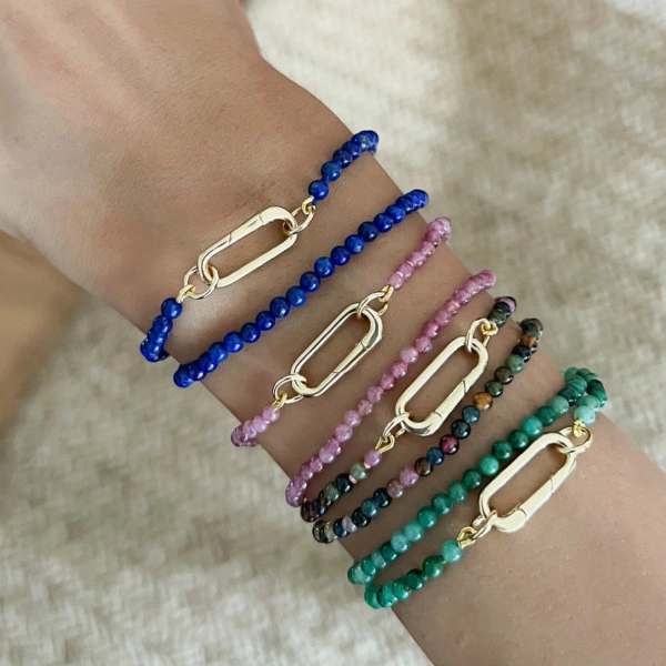 Rosa de la Cruz Double Wrap Beads Bracelet in 18K Yellow Gold, Tiger Eye | Fine Bracelets | Coveti