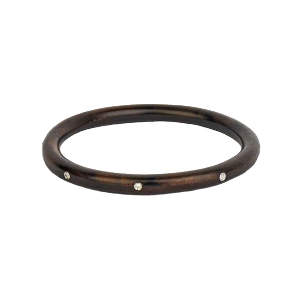 Ebony Bangle in Ebony, White Diamond