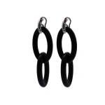 Rosa de la Cruz Ebony Double Link Earrings in Ebony, 925 Silver, Pair | Fine Earrings | Coveti