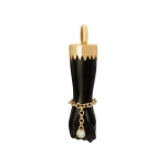 Rosa de la Cruz Ebony Figa Pendant Diamond Dot in Ebony, 18K Yellow Gold and White Diamond | Fine Pendants and Charms | Coveti