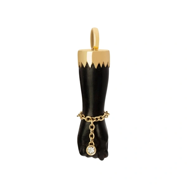 Ebony Figa Pendant Diamond Dot in Ebony, 18K Yellow Gold and White Diamond