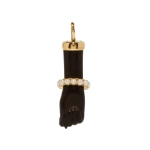 Rosa de la Cruz Ebony Figa Pendant Pearl in Ebony, 18K Yellow Gold and Pearl | Fine Pendants and Charms | Coveti