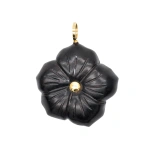Rosa de la Cruz Ebony Flower Pendant in Ebony, 18K Yellow Gold | Fine Pendants and Charms | Coveti