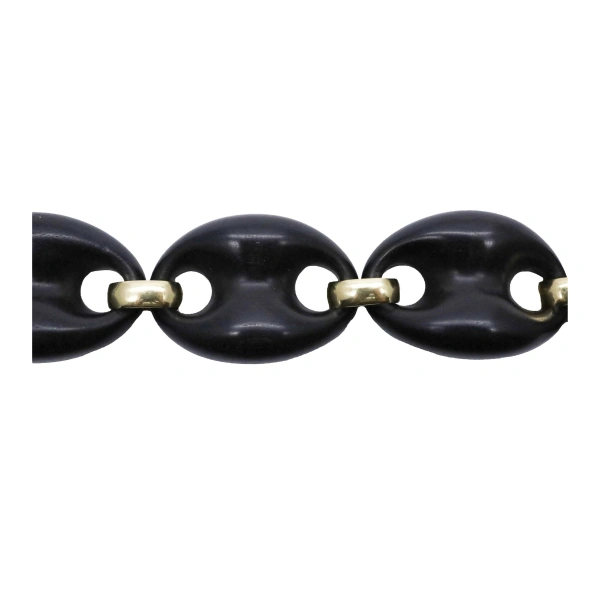 Ebony Mariner Link Bracelet in Ebony, 18K Yellow Gold