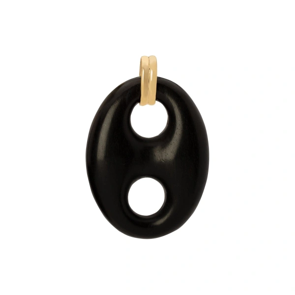 Rosa de la Cruz Ebony Mariner Link Pendant in Ebony, 18K Yellow Gold | Fine Pendants and Charms | Coveti