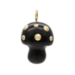 Rosa de la Cruz Ebony Mushroom Pendant in Ebony, 18K Yellow Gold | Fine Pendants and Charms | Coveti
