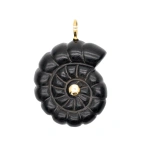 Rosa de la Cruz Ebony Nautilus Pendant in Ebony, 18K Yellow Gold | Fine Pendants and Charms | Coveti