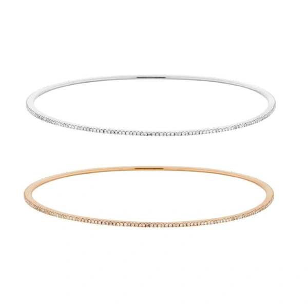 Rosa de la Cruz Eternity Bangle in 18K White Gold, White Diamond | Fine Bracelets | Coveti