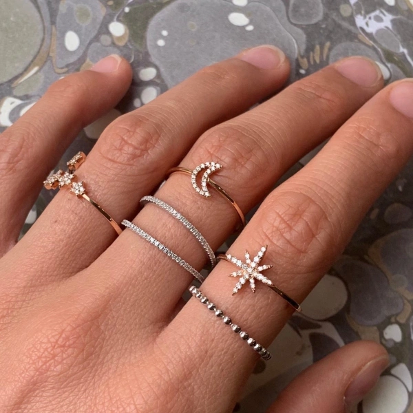 Rosa de la Cruz Eternity Ring in 18K Yellow Gold, White Diamond | Fine Rings | Coveti