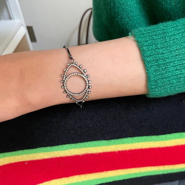 Rosa de la Cruz Eye Bracelet in 18K Rhodium Gold, Brown Diamond | Fine Bracelets | Coveti