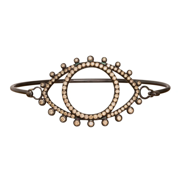 Eye Bracelet in 18K Rhodium Gold, Brown Diamond