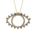Rosa de la Cruz Eye Pendant in 18K Rhodium Gold, Brown Diamond | Fine Pendants and Charms | Coveti