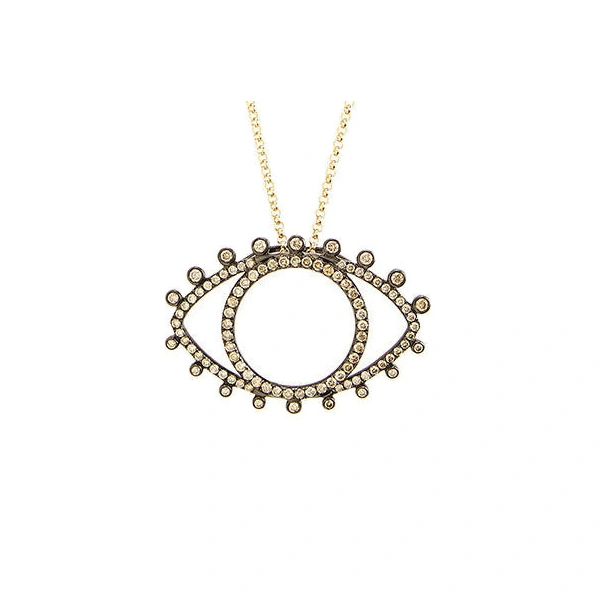Rosa de la Cruz Eye Pendant in 18K Rhodium Gold, Brown Diamond | Fine Pendants and Charms | Coveti