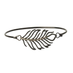 Rosa de la Cruz Feather Bracelet in 18K Rhodium Gold, Black and Brown Diamond | Fine Bracelets | Coveti