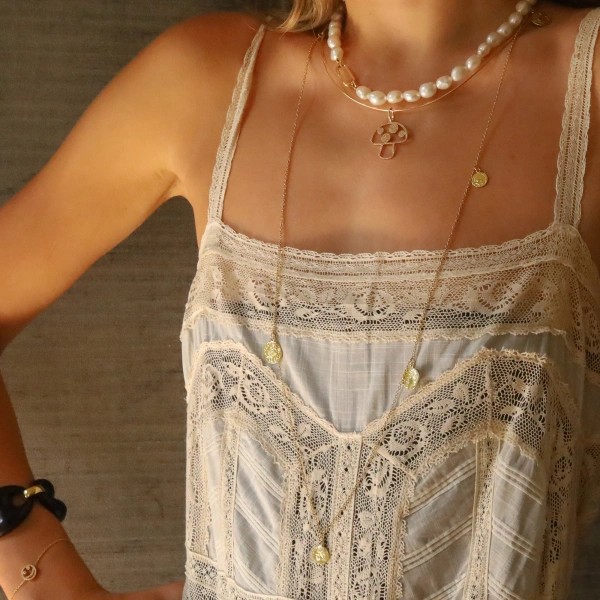 Rosa de la Cruz Five Coin Necklace in 18K Yellow Gold | Fine Necklaces | Coveti