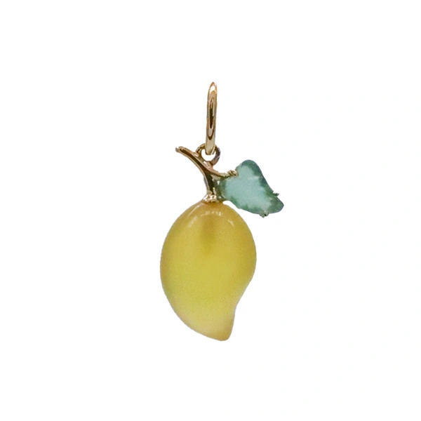 Rosa de la Cruz Fruit Charm Pendant Lemon in 18K Yellow Gold, Agate | Fine Pendants and Charms | Coveti
