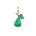 Rosa de la Cruz Fruit Charm Pendant Pear in 18K Yellow Gold, Agate and Chrysoprase | Fine Pendants and Charms | Coveti