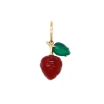 Rosa de la Cruz Fruit Charm Pendant Strawberry in 18K Yellow Gold, Agate | Fine Pendants and Charms | Coveti
