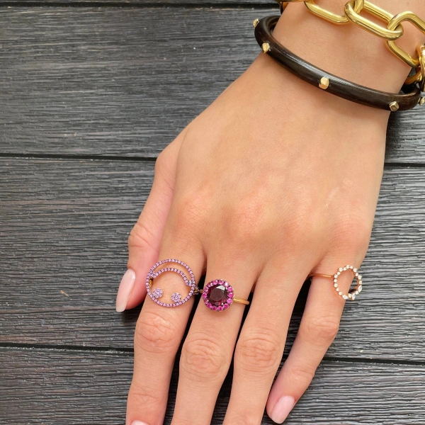 Rosa de la Cruz Garnet and Pink Sapphire Gem Ring in 18K Rose Gold, Garnet and Pink Sapphire | Fine Rings | Coveti