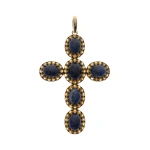 Rosa de la Cruz Gem Cross Pendant Iolite and Citrine in 18K Yellow Gold, Iolite and Citrine | Fine Pendants and Charms | Coveti