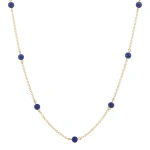Rosa de la Cruz Gem Dot Necklace in 18K Yellow Gold, Lapis | Fine Necklaces | Coveti